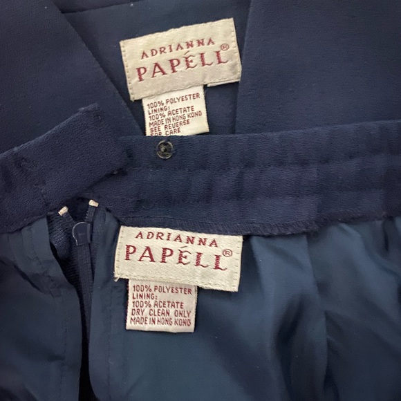 Vintage Adrianna Papell Navy Blazer & Skirt - Picture 5 of 14